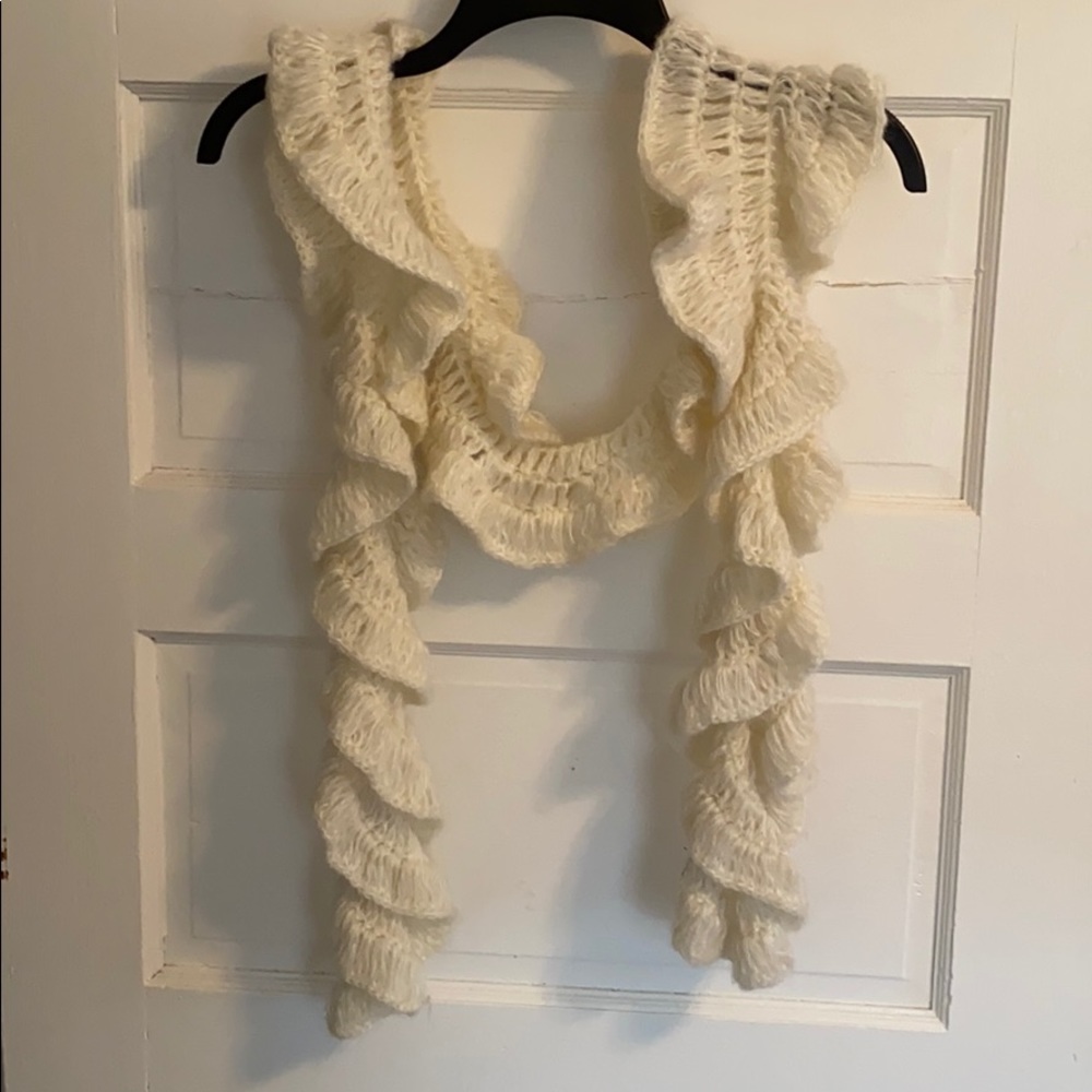 Fluffy White Scarf